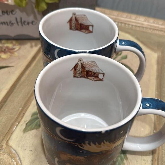 Set of Two Downeast Concepts Cape Shore Moose Moon Stars Cabin Mugs - Picture 5 of 12